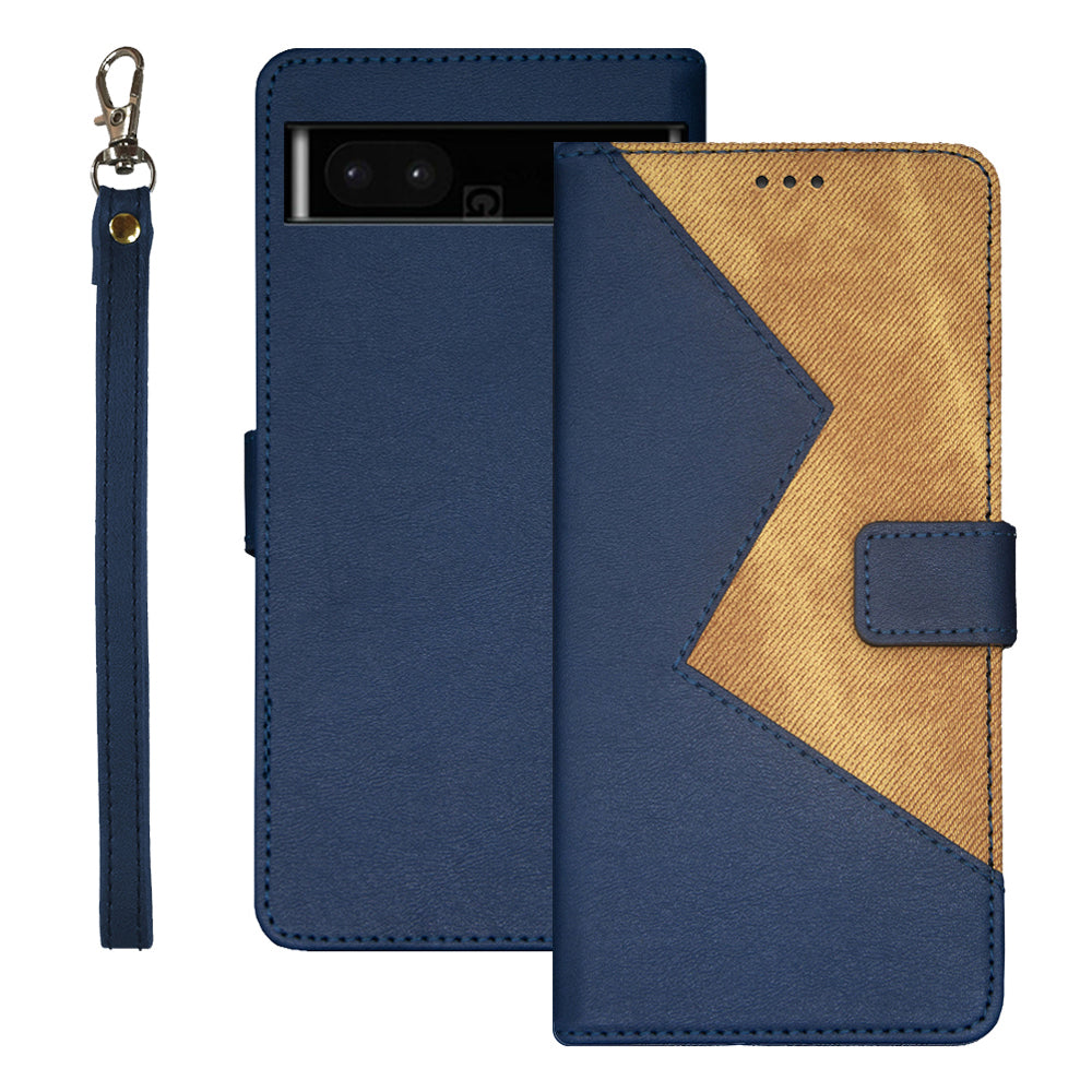 IDEWEI Leather Phone Case Stand For Google Pixel 7a Color Splicing Shockproof Phone Cover with Card Holder IDEWEI Leather Phone Case Stand For Google Pixel 7a Color Splicing Shockproof Phone Cover with Card Holder
